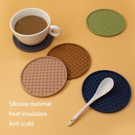 ZJNAYZF Coasters Set of 6,Coasters for with Holder,Silicone Coasters for Drinks,Cup Mat Set for Drink and for Table Top Protection,Bar Coasters for Home Decor Tabletop Protection Gift,Gray Blue