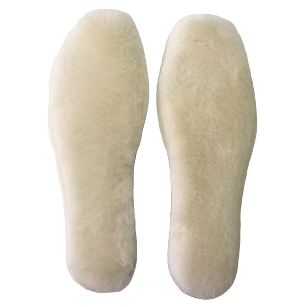 Very Thick Warm Natural Wool Insole for Men and Women, Soft and Fluffy Thermal Cold Relief, Ideal for Boots - cream -