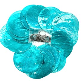 Lmlliang 20pc 2Inch Round Capiz Sea Shells,2 Holes Capiz Shells,for Home Decor,Wind Chimes,Jewelry Making Crafts Decoration (Turpuoise)