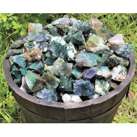 500 Carat Bulk Lot Natural Rough Moss Agate (Raw Rock Crystal Healing 100 Grams)