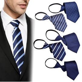 BetterJonny Pack of 5 Men's Ties Pre-Tied Adjustable Ties with Zip Adjustable Slim Men's Elegant Wedding Ties for Office or Holiday Events, darkblue