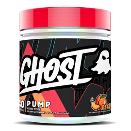 GHOST Polvo de óxido nítrico Pump, color melocotón - 40 porciones - Suplemento preentrenamiento sin azúcar ni estimulantes - L-citrulina, nitrato de  