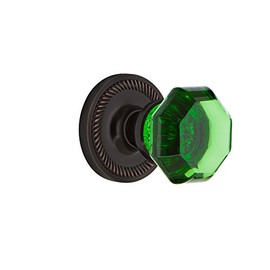 Nostalgic Warehouse Timeless Bronze, 725062 Rope Rosette Waldorf Emerald Door Knob, Privacy 2.375