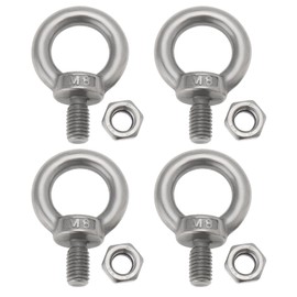 OTOTEC 4 Sets M8 Lifting Eye Bolts with M8 Lock Nuts 304 Stainless Steel Eye Bolt for Mechanical Equipment Electric Power Marine Transportation