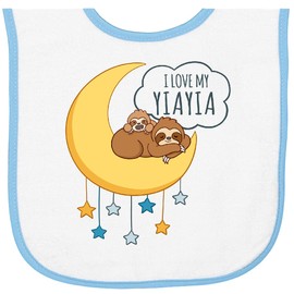 inktastic I Love My Yiayia Baby Terry Cloth Bib White and Light Blue 465ab