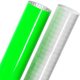 VViViD High Gloss Finish Adhesive Craft 12" x 48" Vinyl Roll Bundle with 12" x 12" Transfer Paper (2 Items)(Fluorescent Green)