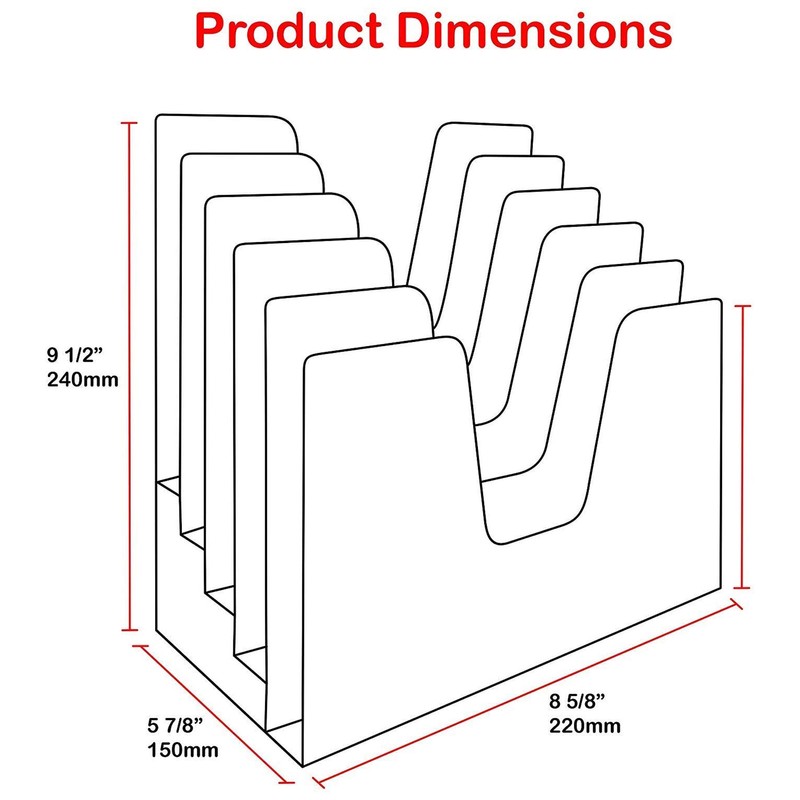 Acrimet 5 Section Incline File Sorter Organizer, Mail, Folder, Letter