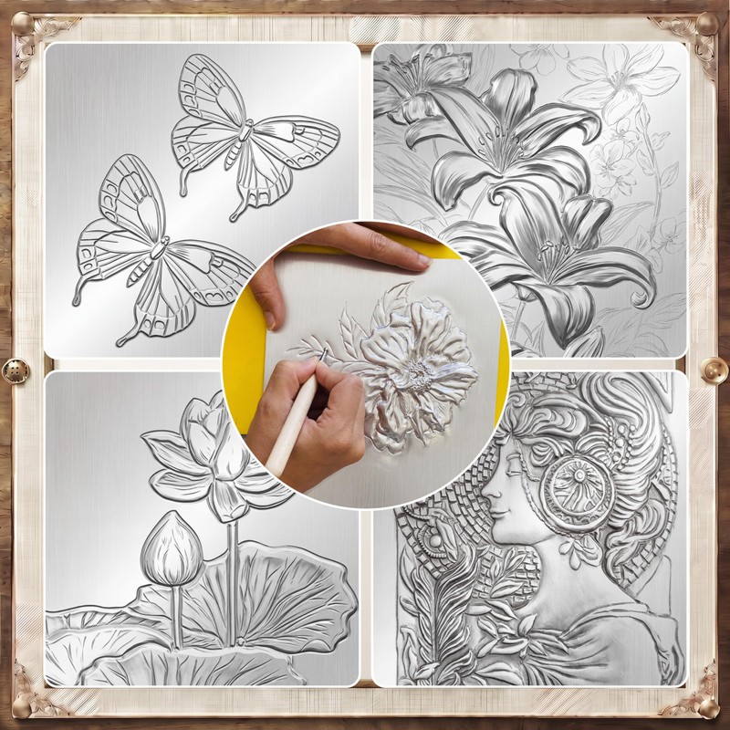 Yaocom 22 Pcs Metal Embossing Kit for Beginners, 0.3mm Thick
