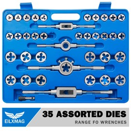 EilxMag 110PCS Hardened Alloy Steel Metric Tap and Die Rethreading Tool Set - Cutting External & Internal Threads with Storage Case (Pakage)
