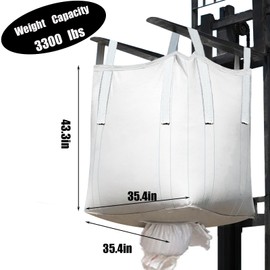 10Pack Aolikebao FIBC Bulk Bag One Ton Bags 35.4"L x 35.4"W x 43.3"H 3300lbs SWL Safty Factor 3:1 Woven Polypropylene Bags Duffle Top Spout Bottom (10)