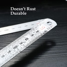 Straight Rulers 2 PCS, Stainless Steel 6 and 12 Inches(15 and 30cm) Measuring Ruler Tool for Learning Drawing in Office Home School