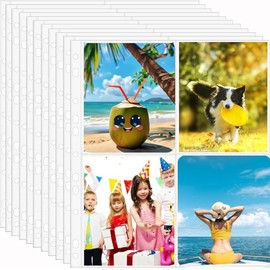30 Pages 240 Photo Album Fill Page 4x6, Photo Page Protector Super Transparent, Double Sided Card 4 Grid 8 Photo Page Card Sleeve, Photo Sleeve for 2/3/4 Ring Binder