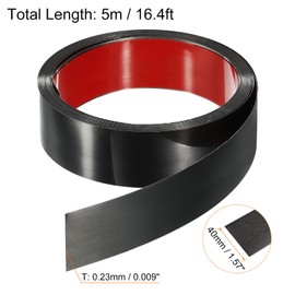 HARFINGTON 16.4ft x 1.57" Wall Trim Peel and Stick Molding Trim Frame, Self Adhesive Stainless Steel Brushed Finish Metal Strip for Wall Ceiling Floor Cabinet Tile Edge, Black