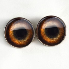 Medium Brown Dog Sew On Button Glass Doll Eyes for Stuffed Animal Plushie Pair for Art Dolls, Sculptures, Props, Masks, Fursuits, Jewelry Making, Taxidermy, and More (10mm)