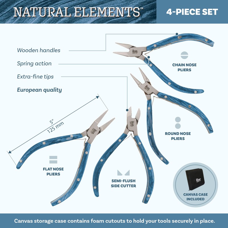 The Beadsmith Wooden Pliers Set - Natural Elements - 4-Piece