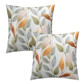 Kawani Fall Eucalyptus Leaf Pillow Covers 18x18 Inch Autumn Sage Leaf Watercolor Pillow Cases, Blue Gray Leaves Modern Throw Pillows Cover Decor Gifts for Bed Couch Sofa Living Room, Set of 2