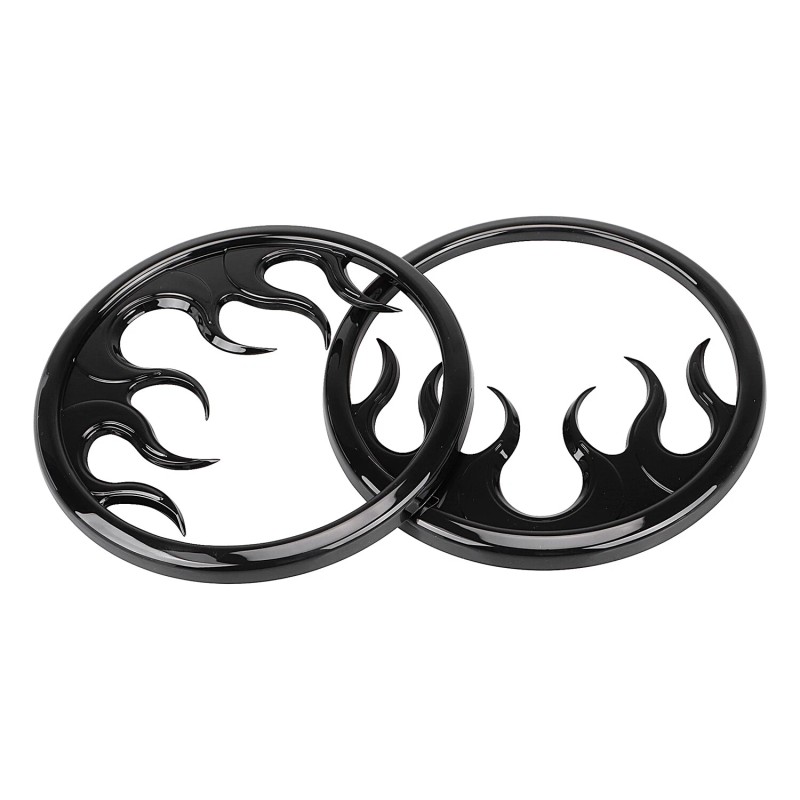 Unbranded Black Flame Front Speaker Grill Trim Accent Covers For