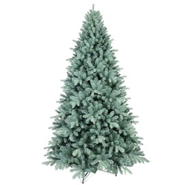 6FT Blue Spruce Artificial Christmas Tree, Premium Unlit Christmas Tree with 1390 PVC/PE Branch Tips, Memory Wire Full Xmas Tree with Foldable Base and Metal Hinged for Holiday Decoration