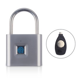 Fingerprint Padlock, Biometric Padlock,IP66 Waterproof Smart Padlock,Fingerprint Lock for Luggage, Backpack,School Gym Locker Lock,School Lockers,Furniture, Mailbox(Silver)