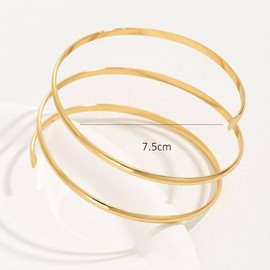 Cubahop Upper Arm Cuff Hollow Multi-layer Crossing Arm Bracelet Adjustable Opening Arm Band Minimalist Style Armlets Body Chain for Women (Gold)