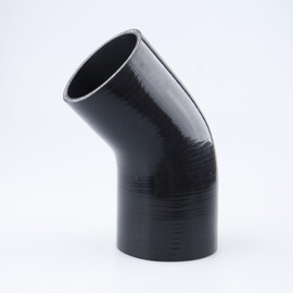 AC PERFORMANCE ID 3" to 2.75" (76mm to 70mm), 45 Degree Elbow Reducer Coupler, Leg Length 3.5" (90mm), 3-Ply Reinforced, Universal Automotive Silicone Hose, Black