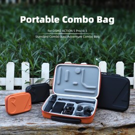 FSIDIWT Carrying Case for DJI Osmo Action 5 Pro/4/3, Portable PU Storage Travel Bag for DJI Osmo Action 5 Pro/4/3 Accessories (Black)