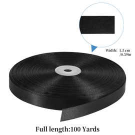 Satin Ribbon 3/5 inch x 100 yard, Black Fabric Ribbon Satin Rolls Gift Ribbon Solid for DIY Craft Wedding Party Ornaments Bouquet Gift Wrapping