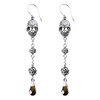 Skull and Rose Earrings Design with Smoked Quartz Teardrop