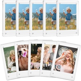 10 Pack Acrylic Polaroid Refrigerator Magnet Picture Frames, Clear Mini Frames for Instant Photos, 2.36 x 3.54 Inch Magnetic Instax Frame for Refrigerator Display