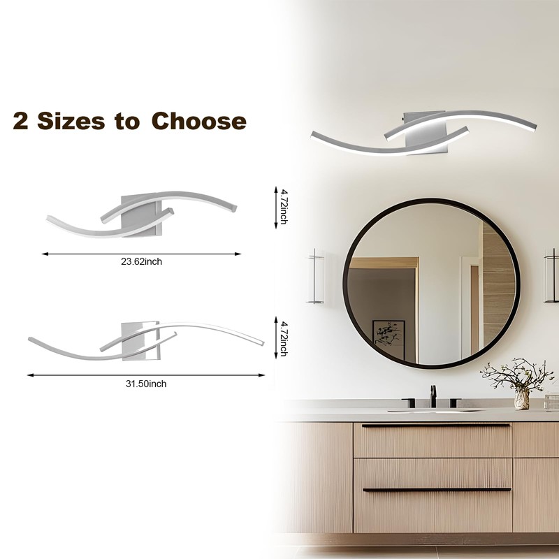 HLILCEH 23.62 inch Modern Bathroom Vanity Light Brushed Nickel Lights