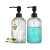 JASAI 2PACK 18Oz Simple Glass Soap Dispensers with Black Pump,