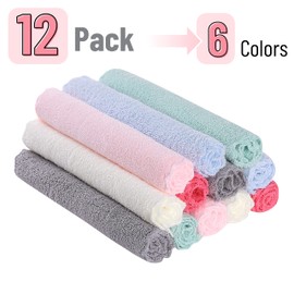 Slick Baby Washcloths - 10"x10", 12 Pack, Soft, Colorful Wash Clothes for Newborns & Infants