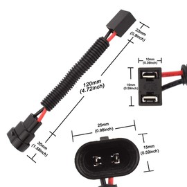 TOMALL 9005 9006 to H7 Light Retrofit Wiring Harness Connector Socket Adapter 12cm(5inch)