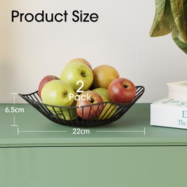 WELDUN 2er Metall Obstschale, Obstkorb für Küchen, Tisch, moderne minimalistische Home Decor Körbe für Obst Gemüse Snack Lagerung