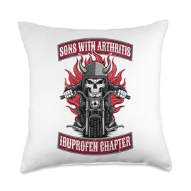 sons with arthritis ibuprofen chapter skeleton motorcycle Throw Pillow