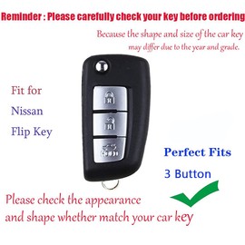 HIBEYO Key Fob Cover for 2017-2022 Nissan Rogue Sport Sylphy Pulsar Keychain for Nissan Sentra 2021 Accessories Smart Remote Auto Key Case Protector with Marble Texture Flip 3 Buttons-White