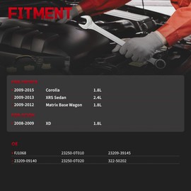 ZYLARO Fuel Injectors Fits For:/-Toyota Corolla 2009-2015 1.8L XRS Sedan 2.4L 2009-2013 Matrix Base Wagon 1.8L 2009-2012,OE 23250-0T010,322-50202,23209-09140,322-50202,23209-39145