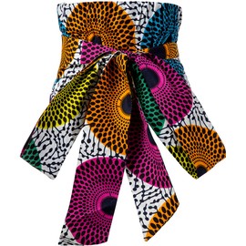 HongyuAmy Women's African Print Tie Elastic Stretchy Vintage Wide Waist Belts for Tops Dress, Color F, One Size