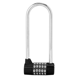 5 Digit Combination Alloy Padlock,U-Shape Security Code Lock Extra Long Cabinet Door Padlock Locker Lock, Re-settable Combo Lock, Gym Locker, School Locker(Black)