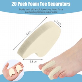 40 Pack Large Foam Toe Spacers Toe Separators for Women Men Relieves Corns Pain From Bunions Toe Overlap Hammer Toe Relief Friction