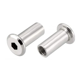 TERF® M6 X 17mm Joint Connector Nuts M6 (6mm) X 17mm Barrel Bolts Socket Head Insert Furniture Hexagonal Allen Flat Head Cap Nuts Alan Key Sleeve Hex Nut - Pack of 10