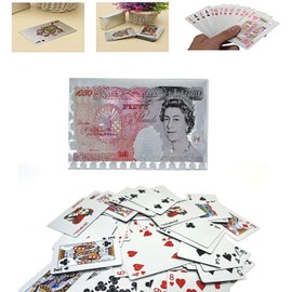 Mr. Gadget's Solutions Premium-Quality Plated Waterproof Playing Cards – Plastic Deck for Poker, Party Fun – Great for Home, and Gift-Giving Deck for Every Occasion (Pound £, Silver)