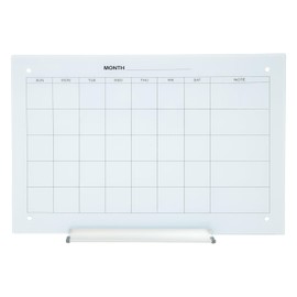 Sunnydaze Glass Calendar Dry Erase Board for Wall with Markers - Glass Magnetic Whiteboard for Home or Office - 23" W x 17" H - White