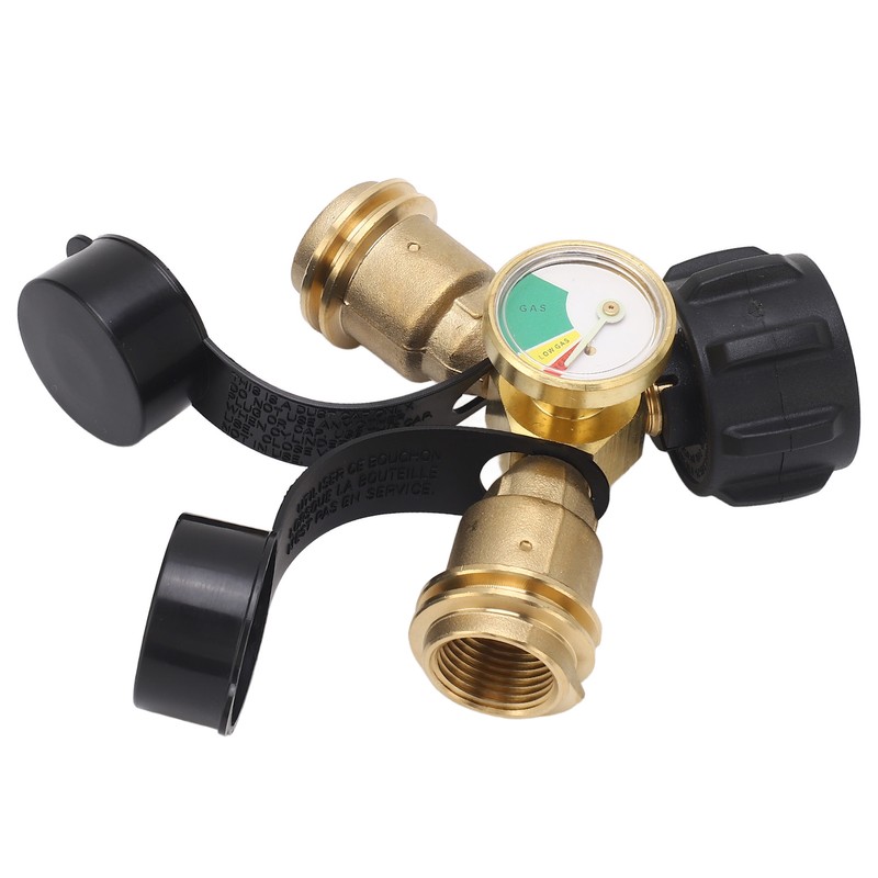 2 Way Propane Gas Splitter Brass POL to Qcc1 Y