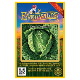 Everwilde Farms - 500 Savoy Cabbage Seeds - Gold Vault Jumbo Seed Packet