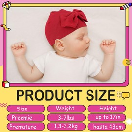 Cuffbow 4 Pcs Preemie Hats Bow Preemie Cap Warm Premature Baby Hat Cotton Preemie Beanie Hat for Preemie Newborn 3-7 Lbs (Classic Color)