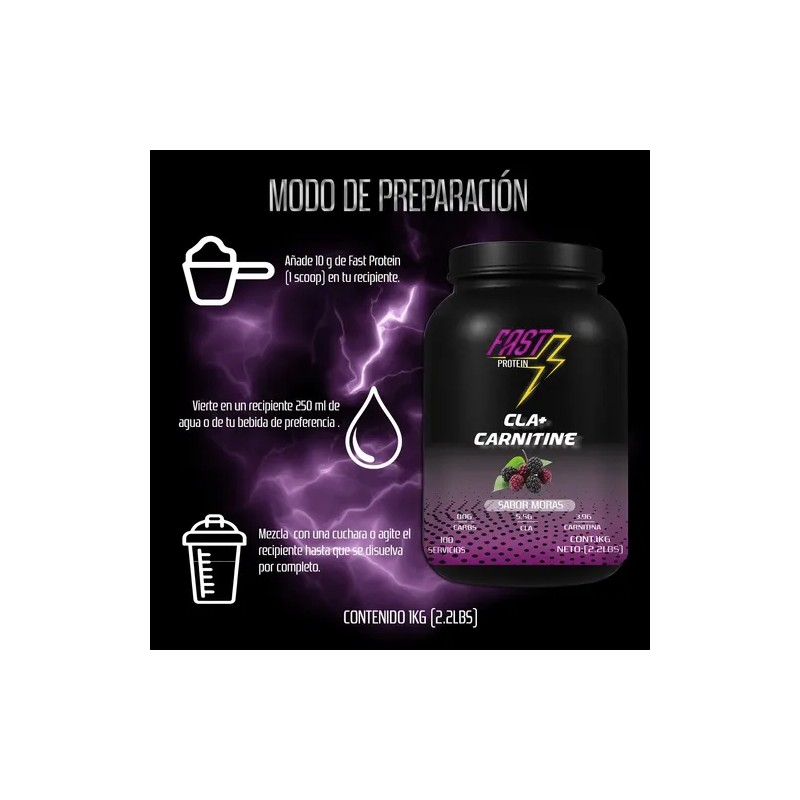 Fast Protein Cla + Carnitina 1kg 100 Servs