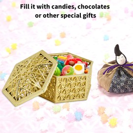 Tomotato Pack of 12 Candy Box Plastic Hollow Carving Candy Storage Box Candy Can Case Container for Wedding Valentines Party Supplies Candy Gift Case (Goldhex)