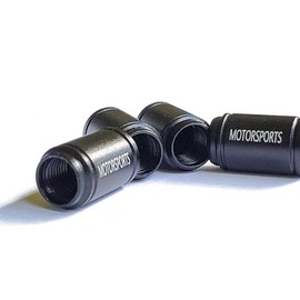 Bigfoot Sasquatch with American Flag (White Background) Tire Valve Caps - Black Aluminum - Set of Four