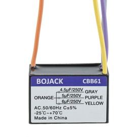 BOJACK CBB61 4.5uF+5uF+6uF 250V AC Ceiling Fan Starting Capacitor for Compatible with Harbor Breeze & New Tech 4 Wire